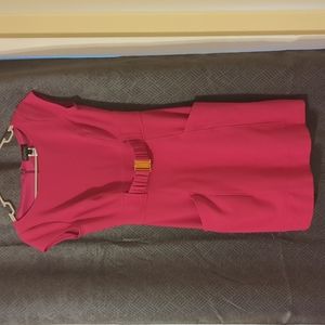 Hot pink buckle dress with pockets